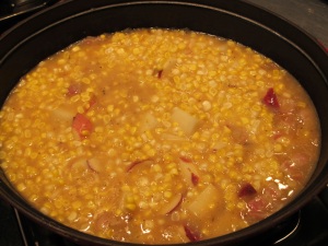 corn and potatoes added