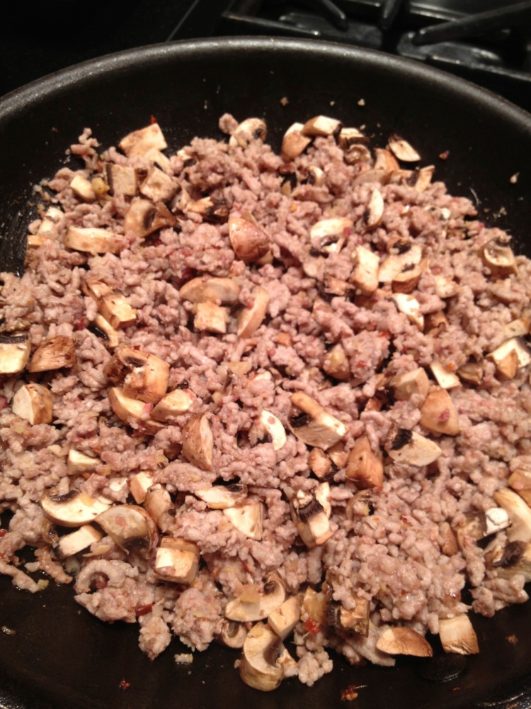 meat with onions and mushrooms added